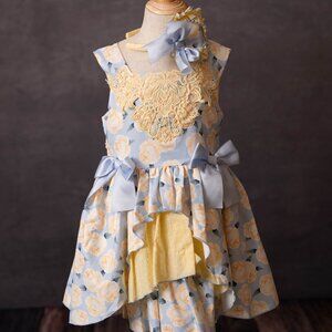Pettigirl blue and yellow rose spring dress